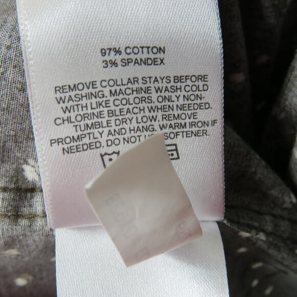 Express Slim 1MX Dark Green Floral Collared Button Down Dress Shirt Men's Medium - Picture 6 of 6